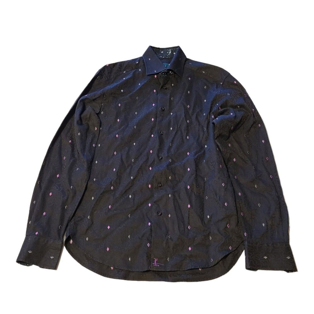 Vintage Shore Brand Men's Dress Shirt Size Small Button Down Black W Colors
